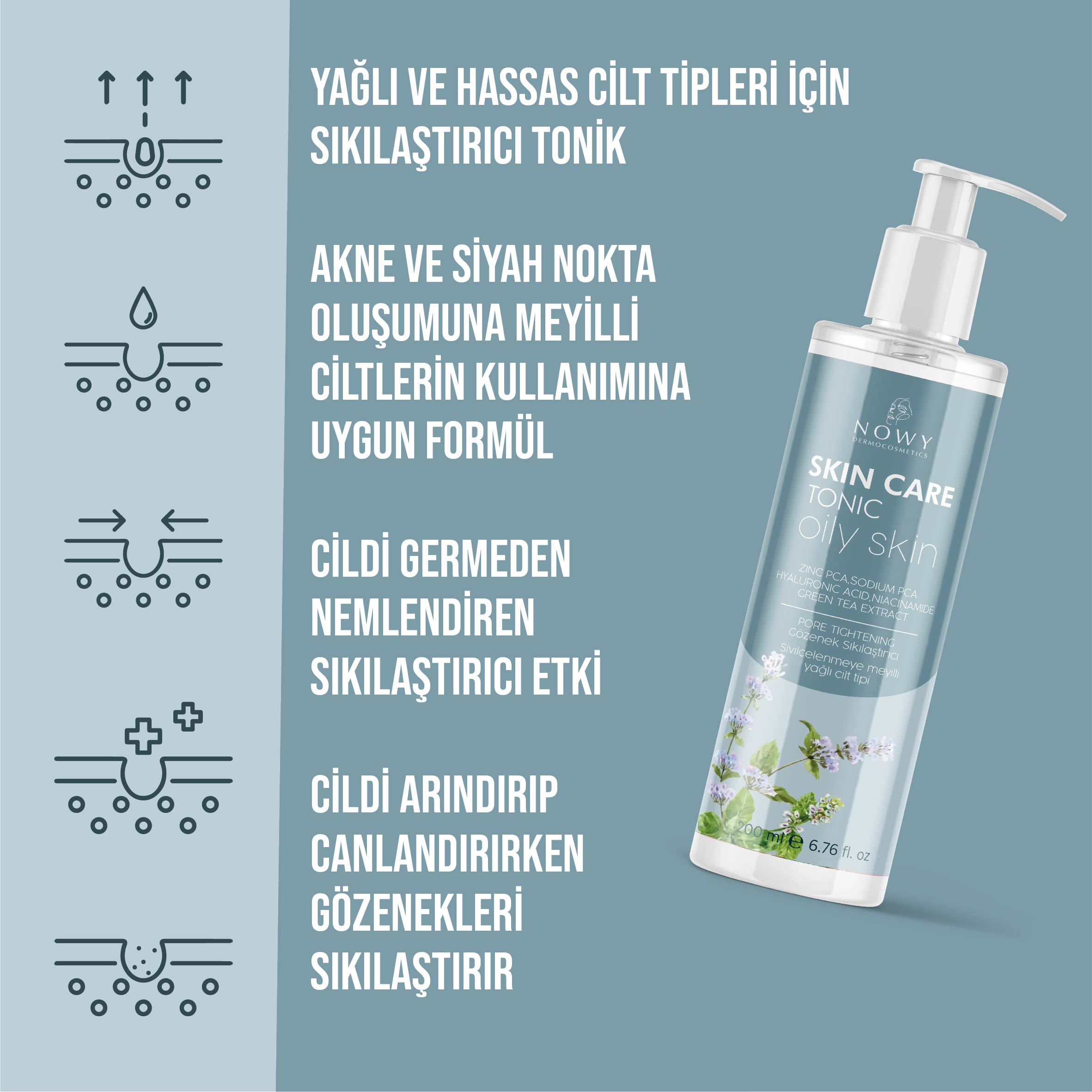 Yeşil Çay Özlü Tonik - Yağlı ve Karma Ciltler İçin Gözenek Sıkılaştırıcı & Nem Dengeleyici 200ml