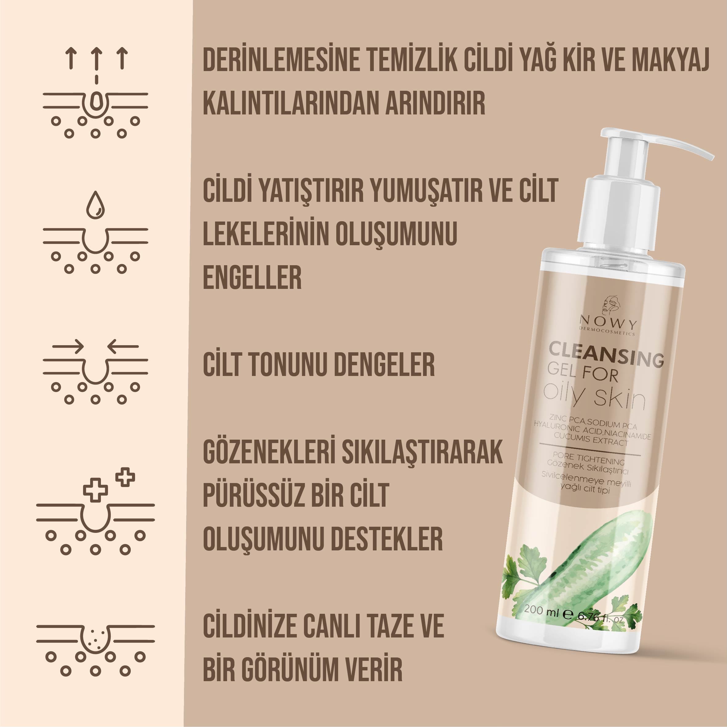 Salatalık Özlü Yüz Temizleme Jeli - Yağlı ve Karma İçin Gözenek Sıkılaştırıcı & Nem Dengeleyici 200ml